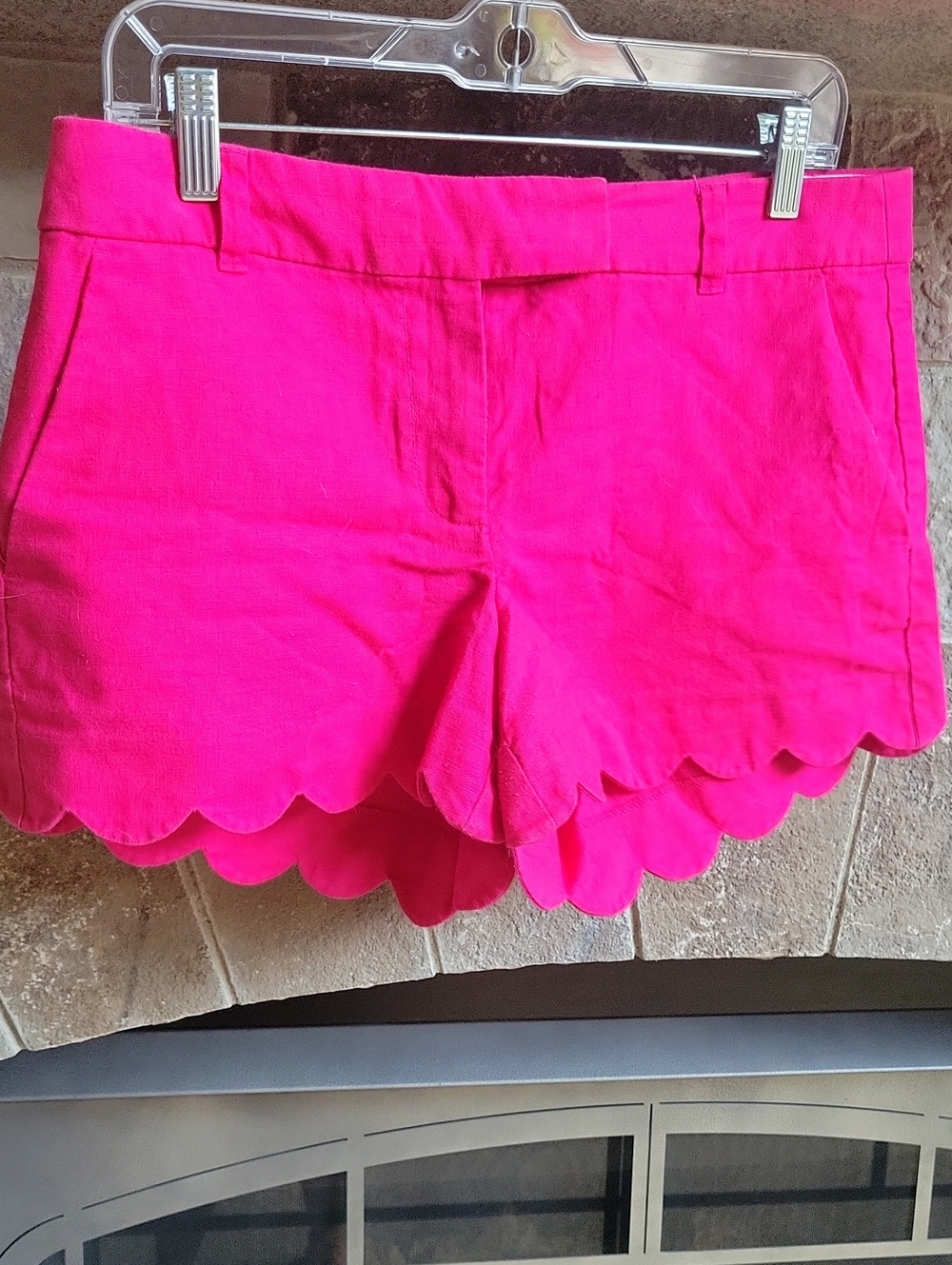 J. Crew Hot Pink Scalloped Hem Shorts